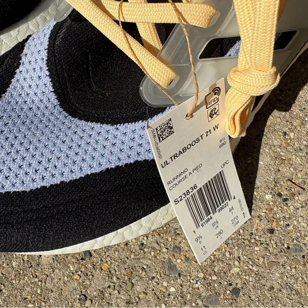 Adidas Ultraboost Black and White Sneakers with Yellow Accents - Picture 3 of 5